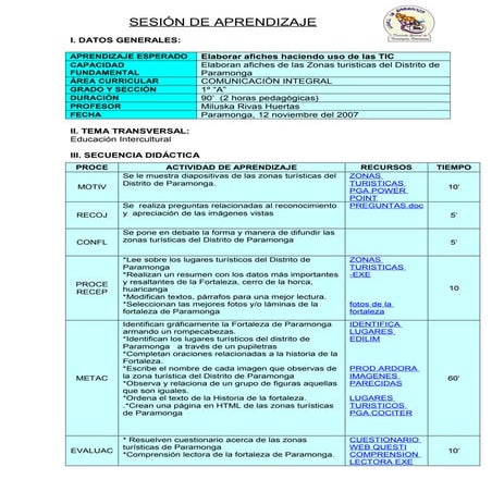 Sesion de aprendizaje