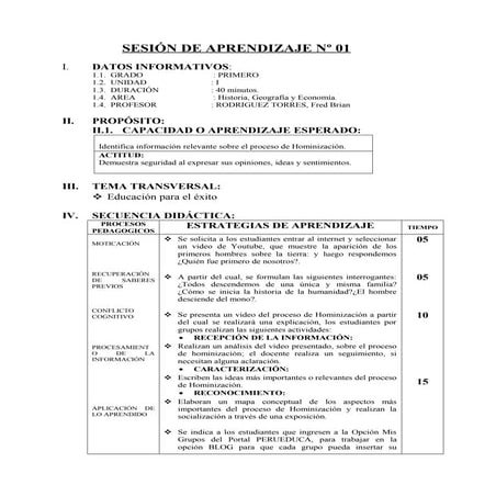 Sesion de aprendizaje