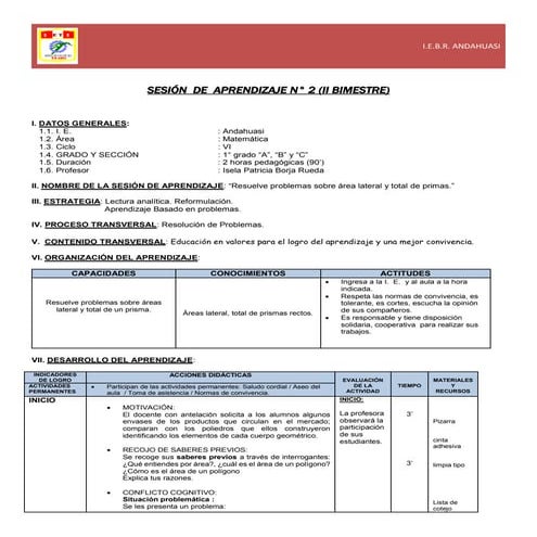 Sesion de aprendizaje de prismas