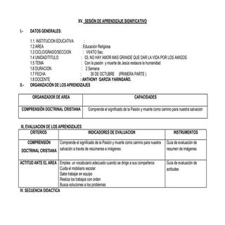 Sesión de  aprendizaje :"Con la pas...