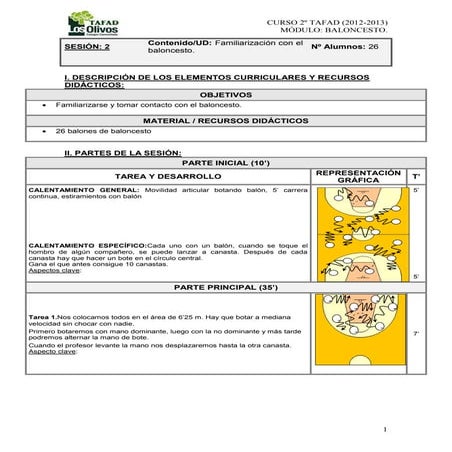 Sesión de familiarización con el baloncesto