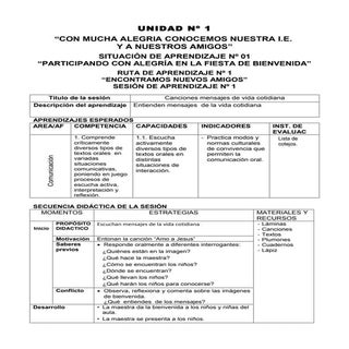 Sesiones de aprendizaje 1º