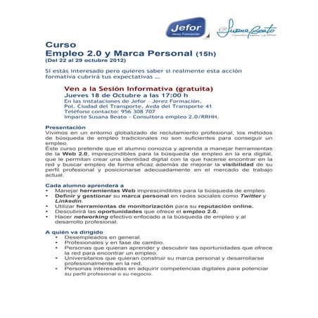 Curso Empleo 2.0 y Marca Personal