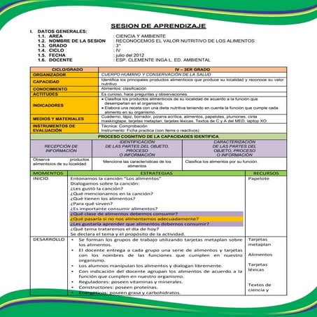 Sesion los alimentos