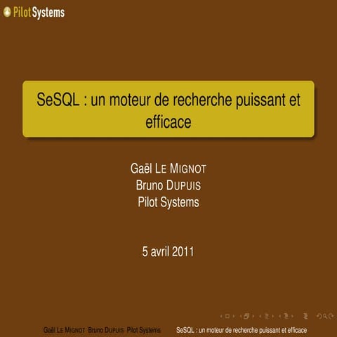Conférence Sesql - DjangoCong 2011
