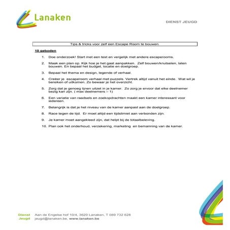Sessie 9 en 13 Ontwikkel je eigen Escape Room (handouts)