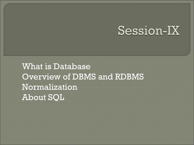 Session ix(database)