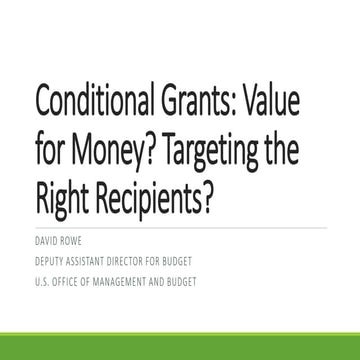 Session Six: Conditional Grants Value For Money, Meeting 2018