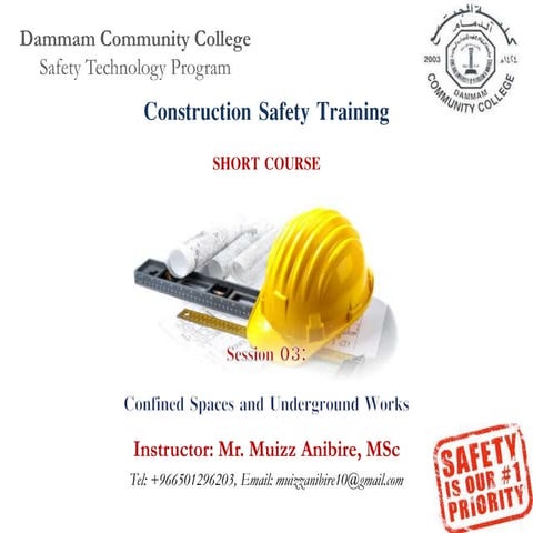 Construction Safety Training_Session 03_Confined Spaces and Underground Works