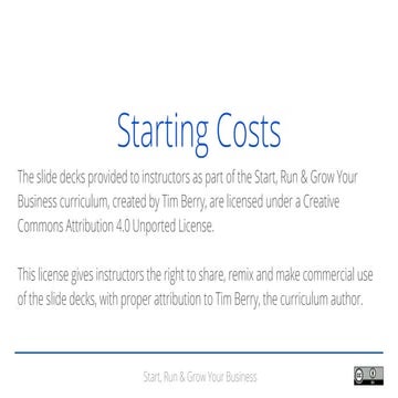 Session 08.1 starting costs