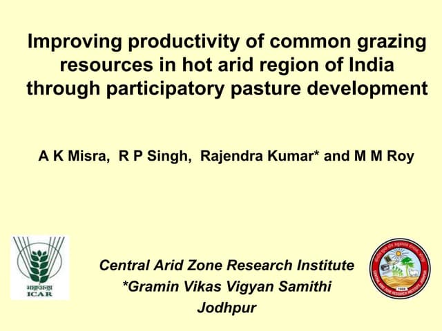 Session 1.4 improving productivity of common grazing resources