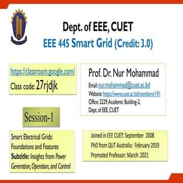 Electrical Power Systems and Smart Grid Infrastructure