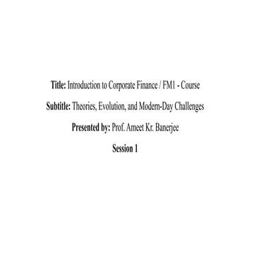 Intro to corporate finance Amit Kumar Banerjee | PPTX