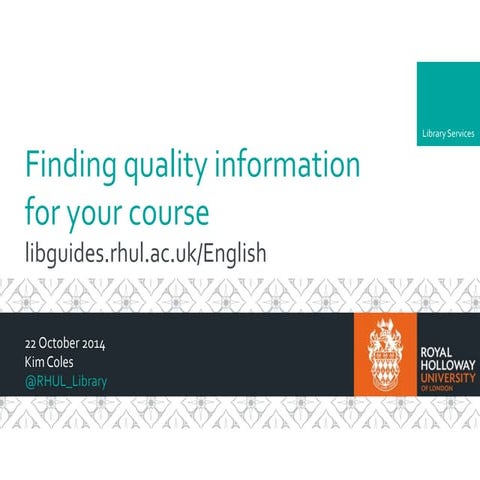 English Session 1: finding quality information for your course