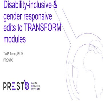 Disability-inclusive & Gender-responsive Edits to TRANSFORM Modules 