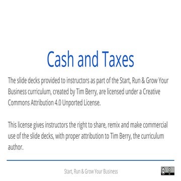 Session 11 cash and taxes
