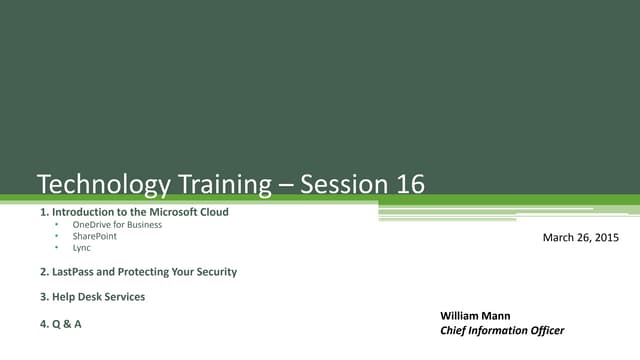 Introducing Microsoft's Cloud - Session 16