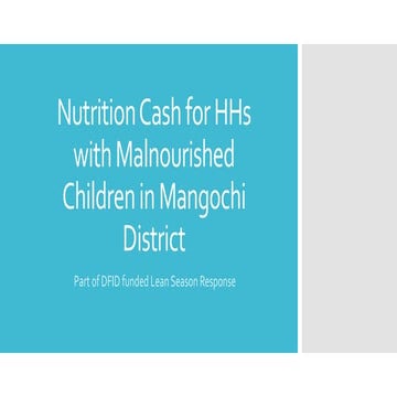 Nutrition Cash for Households with Malnourished Children in Mangochi District