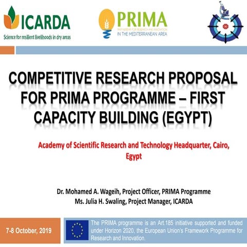 COMPETITIVE RESEARCH PROPOSAL FOR PRIMA PROGRAMME 