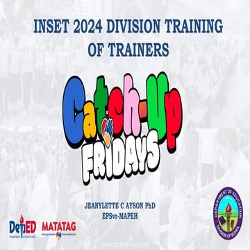 Training Design for DepEd Cluster-Based INSET 2024 | DOCX