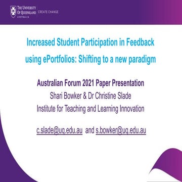 Assessment and Feedback Using ePortfolios: Shifting to a New Paradigm of Prac...