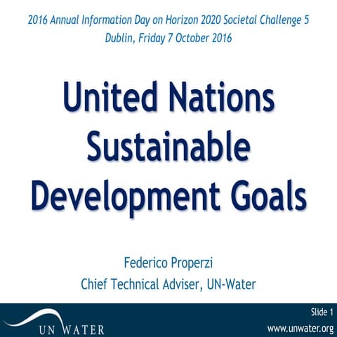 EPA H2020 SC5 Info Day: United Nations Sustainable Development Goals - Federi...