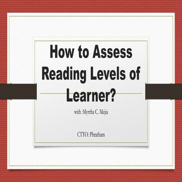 Session 1 How-to-Assess-Reading-Levels-of-Learner.pptx - Loss Of Ability To Read Is Called