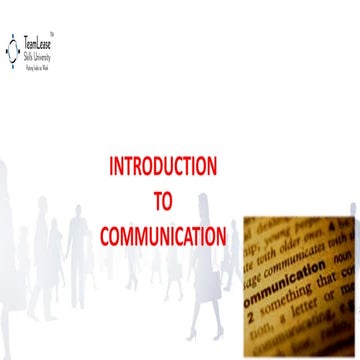Session 1 - Introduction to Communication Skills