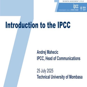 Session 1 Introduction to the IPCC - Head of Communications A Mahecic