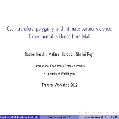 Cash Transfers, Polygamy & IPV: Experimental evidence from Mali