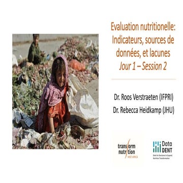 Evaluation nutritionelle:Indicateurs, sources de données, et lacunes