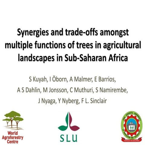 Session 3.6 synergies & trade offs amngst multiple fxns of trees | PPTX