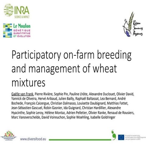 DIVERSIFOOD Final Congress - Session 3 - Poster presentations