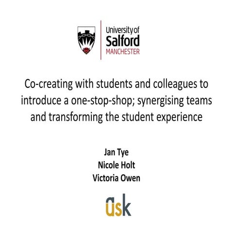 Co-creating with students and colleagues to introduce a one-stop-shop; synerg...