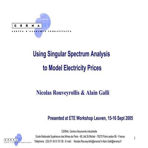 Using Singular Spectrum Analysis  to Model Electricity Prices