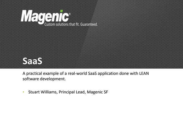 Session 3a  The SF SaaS Framework
