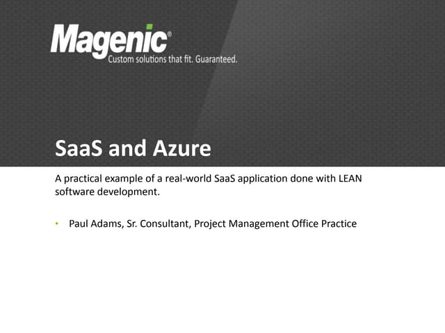Session 3b   The SF SaaS Framework