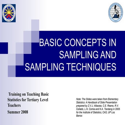 Introduction to basic concept in sampling and sampling techniques | PPT