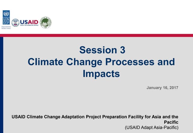 Climate Change Processes and Impacts - Session 3 Managing Project Preparation for Climate Change Adaptation