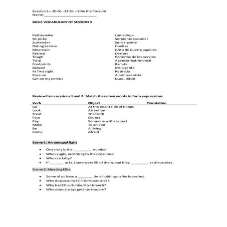 Session 3 ellie the posum  students