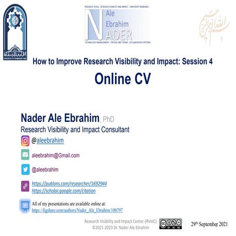 How to Improve Research Visibility and Impact: Session 4, Online CV