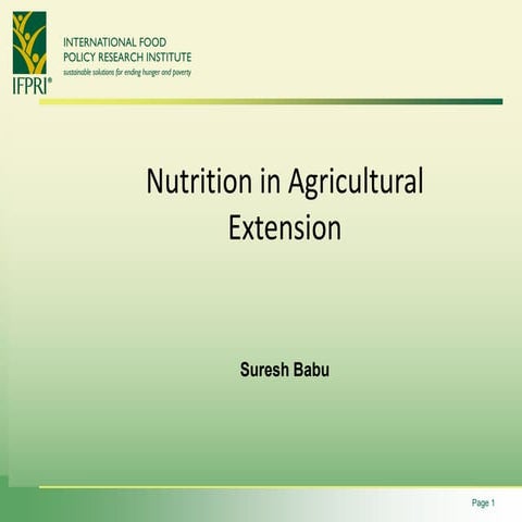 IFPRI - Agricultural Extension Reforms in South Asia Workshop - Suresh Babu -...