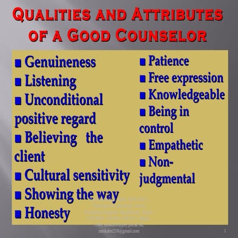 Qualities and Attributes of a Good Counselor