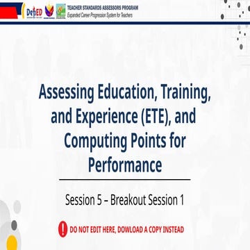 Session 5 - Breakout Session 1 - Assessing Education, Training, and Experienc...