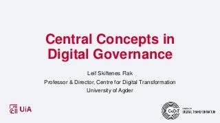 Digital Governance Science Base: Central concepts of digital government science