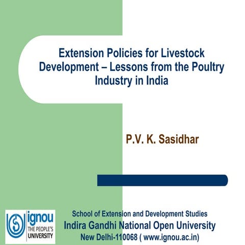 IFPRI - Agricultural Extension Reforms in South Asia  Workshop - PVK Sasidhar...