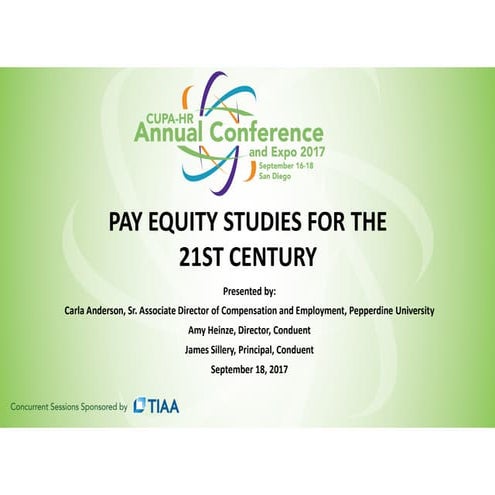 Pay Equity in the 21st century Session 5 CUPA 18Sept2017
