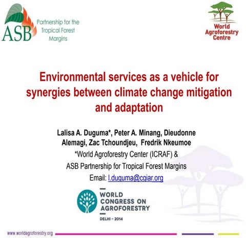 Session 6.4 es as a vehicle for synergies btwn climate change mitigation & ad...