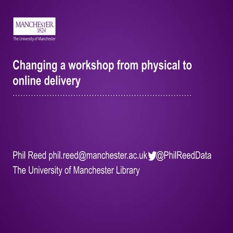 Changing a workshop from physical to online delivery