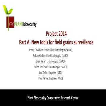 Session 6: New tools for field grains surveillance